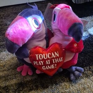 Gemmy Vibrant Pink and Purple Toucan Pair Decor